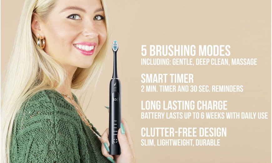Image 4: Sonic Toothbrush with Auto-Timer, 5 Modes, 48,000 Sonic Vibrations and 4 heads